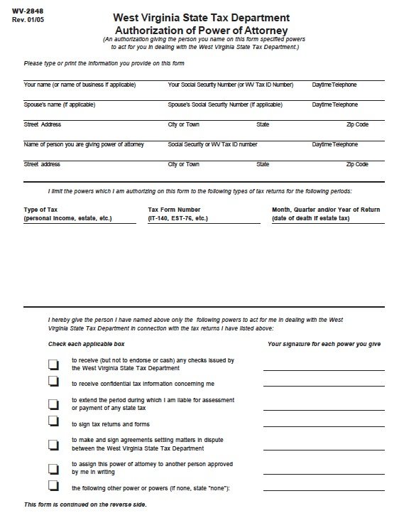 free-tax-power-of-attorney-west-virginia-form-adobe-pdf