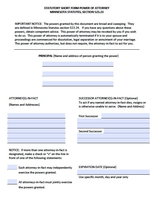 Free Durable Power Of Attorney Minnesota Form Adobe PDF