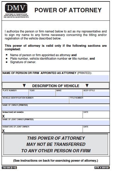 free-vehicle-power-of-attorney-oregon-form-pdf-template