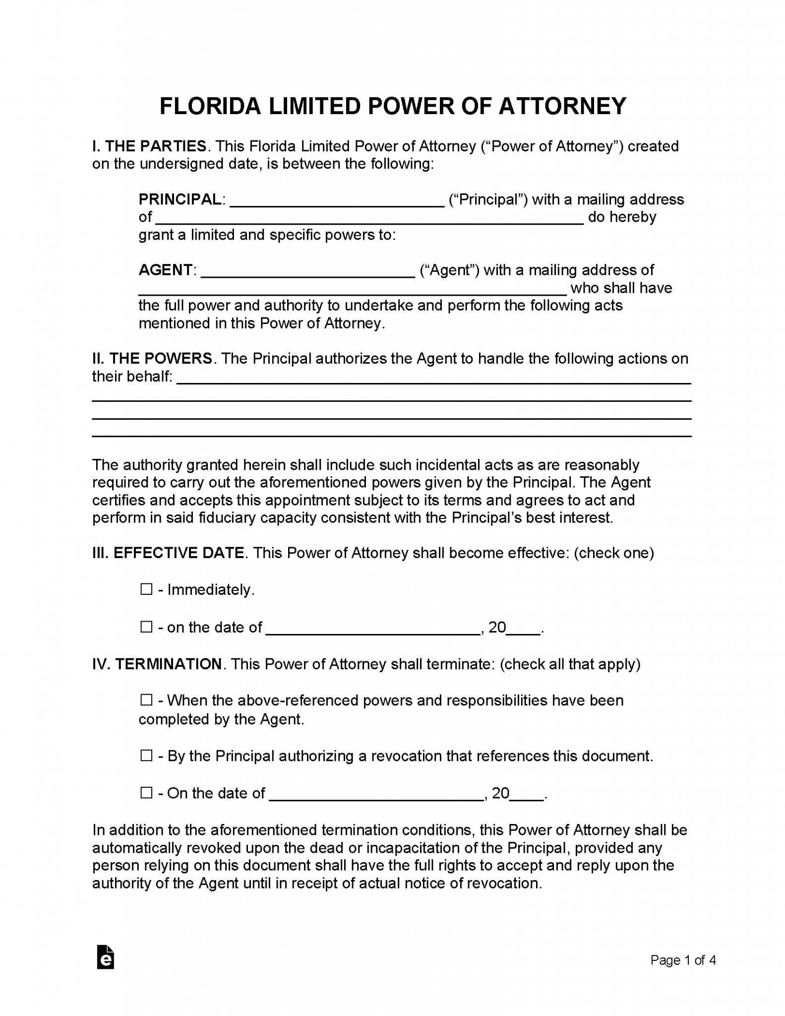 Free Florida Power Of Attorney Forms PDF Templates