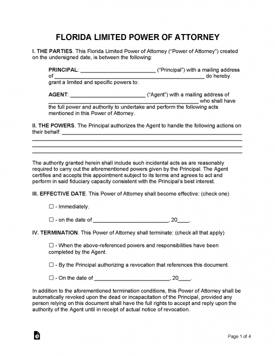 Free Florida Power Of Attorney Forms | PDF Templates