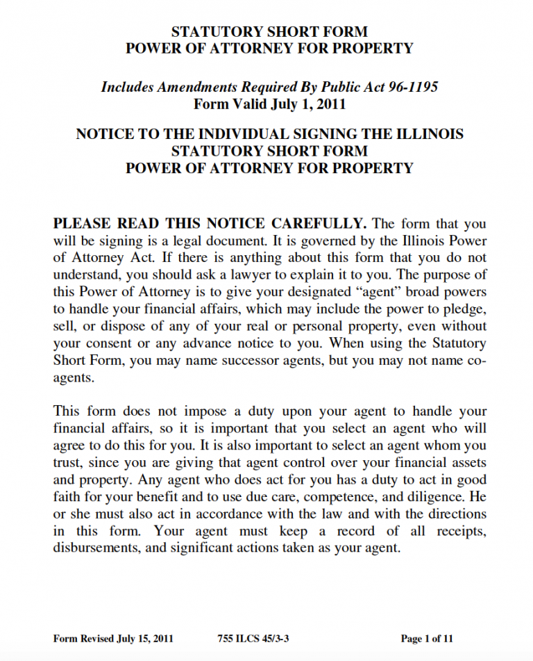 Free Illinois Power Of Attorney Forms Pdf Templates 0770