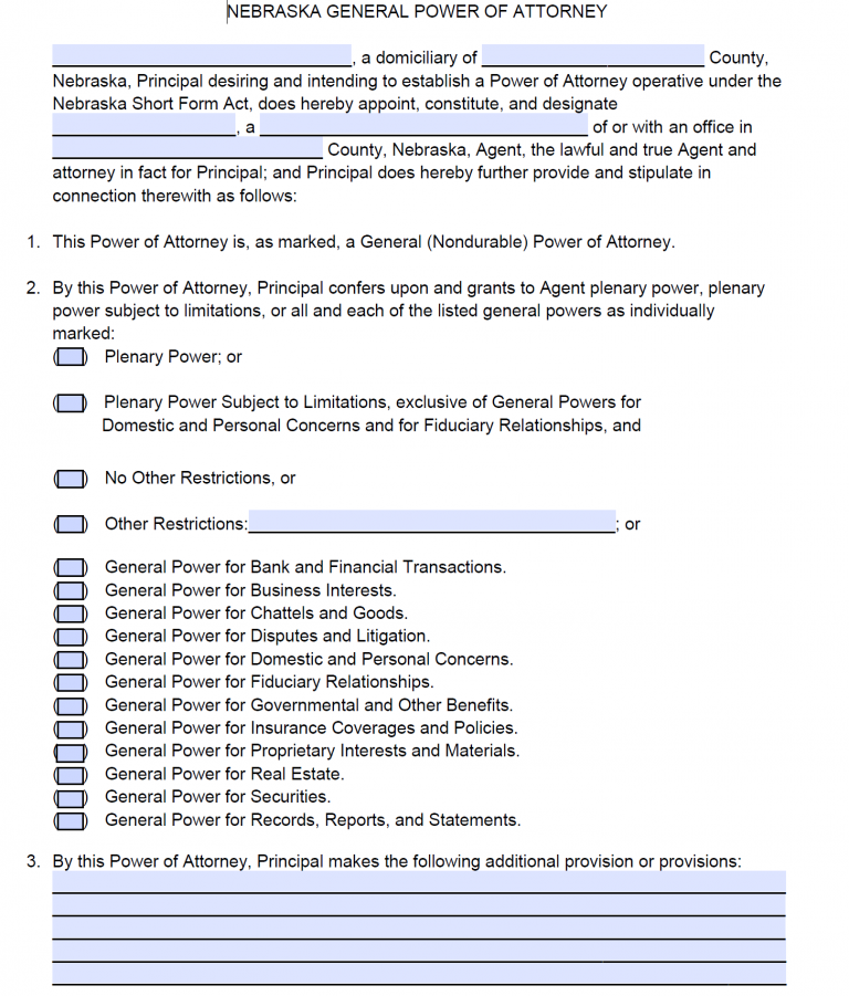 Free Nebraska Power Of Attorney Forms Pdf Templates 5698