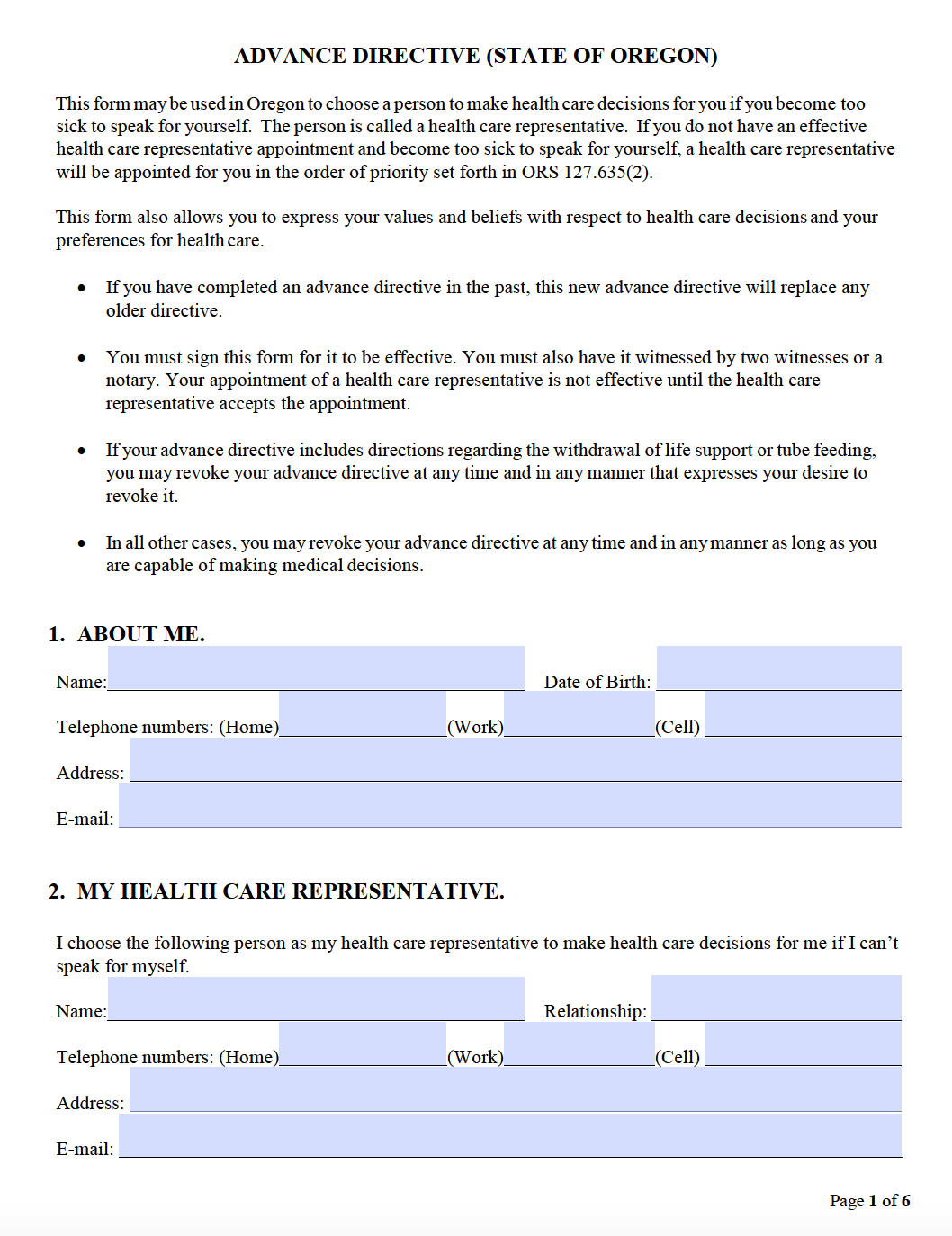 Free Oregon Power Of Attorney Forms | PDF Templates