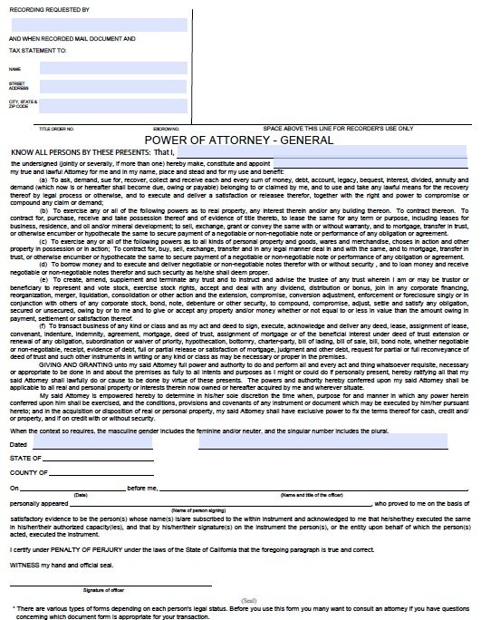 where to get power of attorney form california