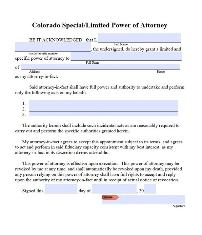Free Colorado Power Of Attorney Forms | PDF Templates