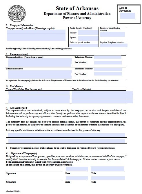 Fillable Tax POA Form