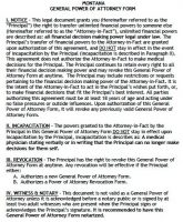 Free General Power of Attorney Form | Montana