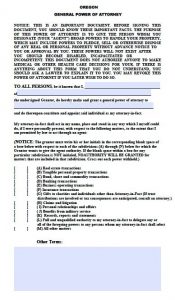 Free Oregon Power Of Attorney Forms | PDF Templates