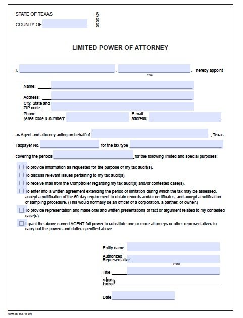 Free Tax Power Of Attorney Texas Form Adobe Pdf 2862