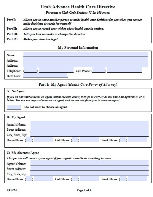 Advance directive forms