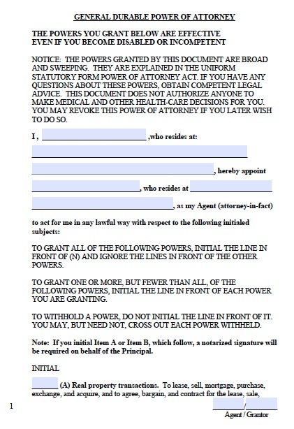 Free Durable Power Of Attorney West Virginia Form Adobe Pdf 4695