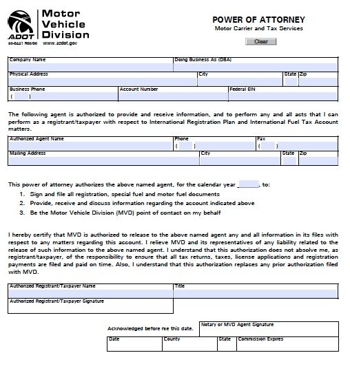 Arizona MVD POA