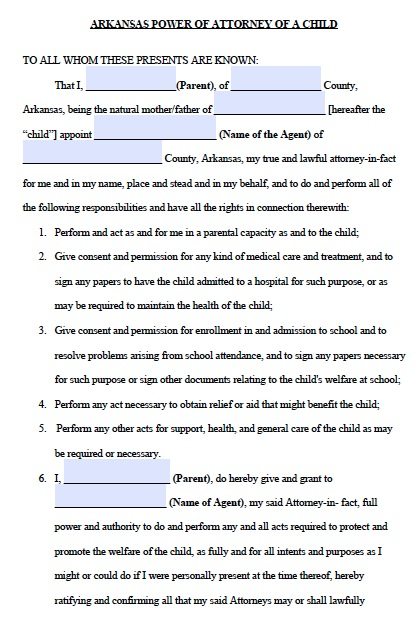 free arkansas power of attorney forms pdf templates