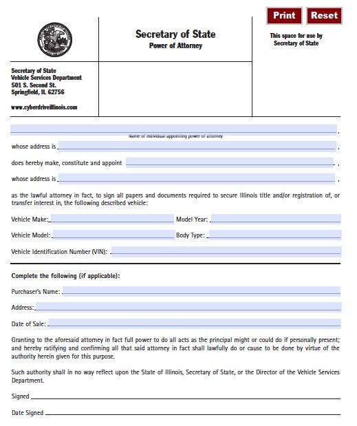 Motor Vehicle POA Form