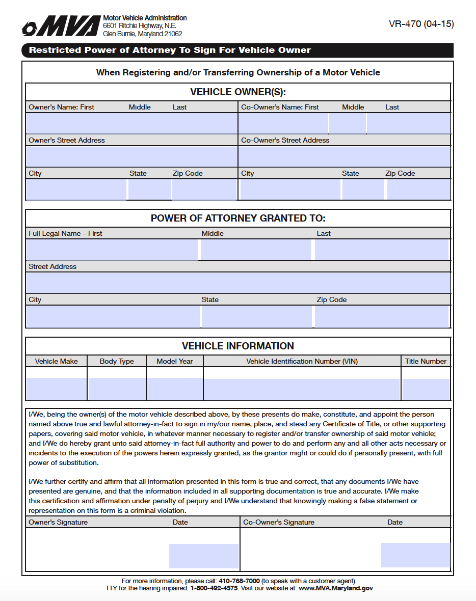 Free Maryland Power Of Attorney Forms Pdf Templates