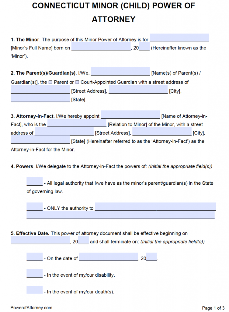 Connecticut Power Of Attorney Form