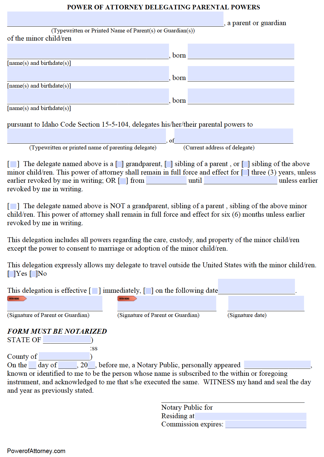 free-idaho-power-of-attorney-forms-pdf-templates
