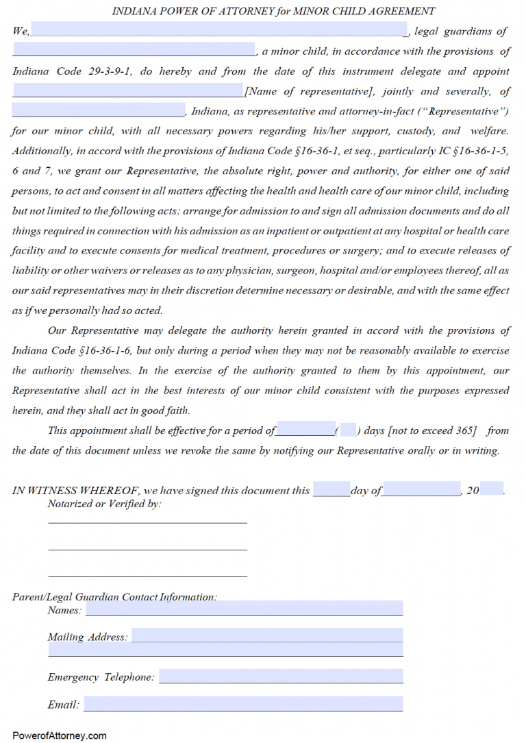 Free Indiana Power Of Attorney Forms | PDF Templates