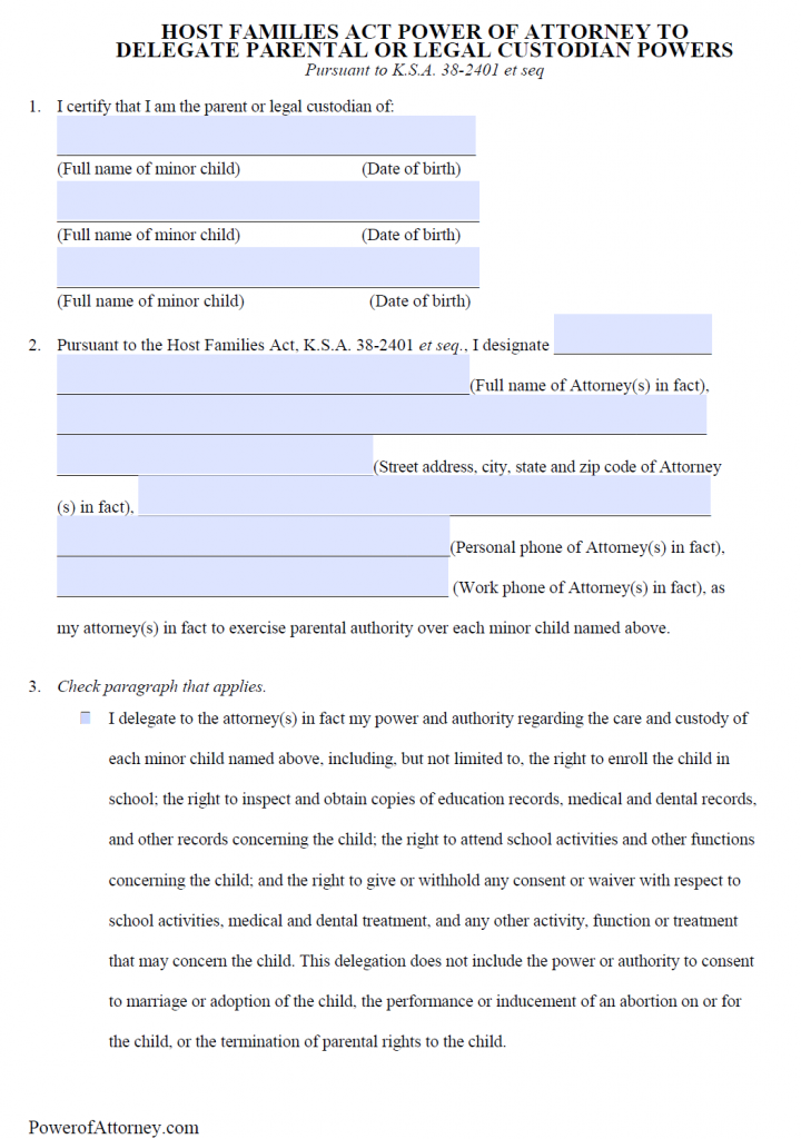 Free Kansas Power Of Attorney Forms Pdf Templates 9913