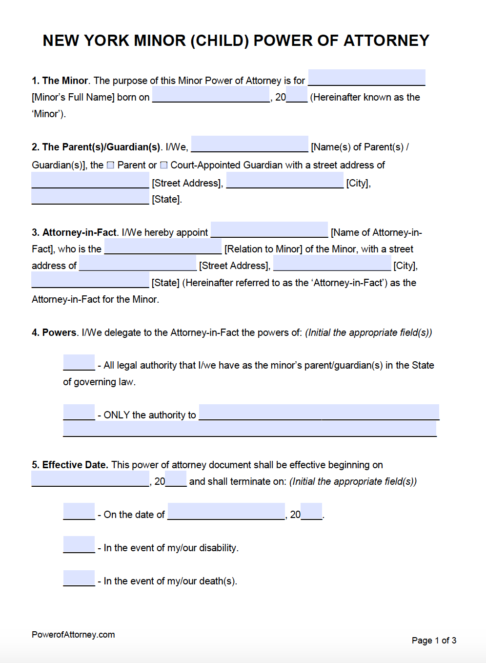 Free New York Power Of Attorney Forms PDF Templates