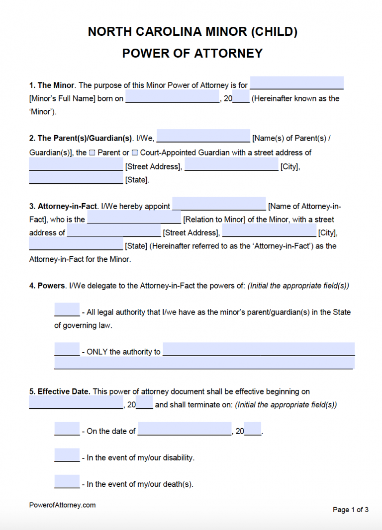 Free North Carolina Power Of Attorney Forms PDF Templates
