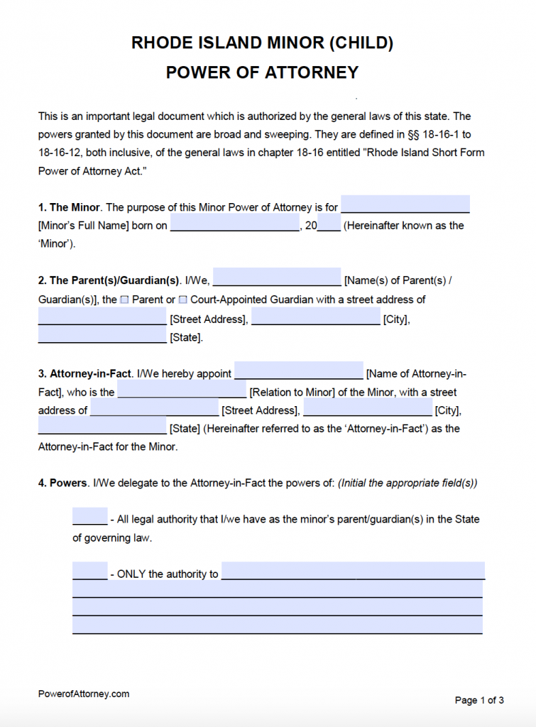 Free Rhode Island Power Of Attorney Forms | PDF Templates