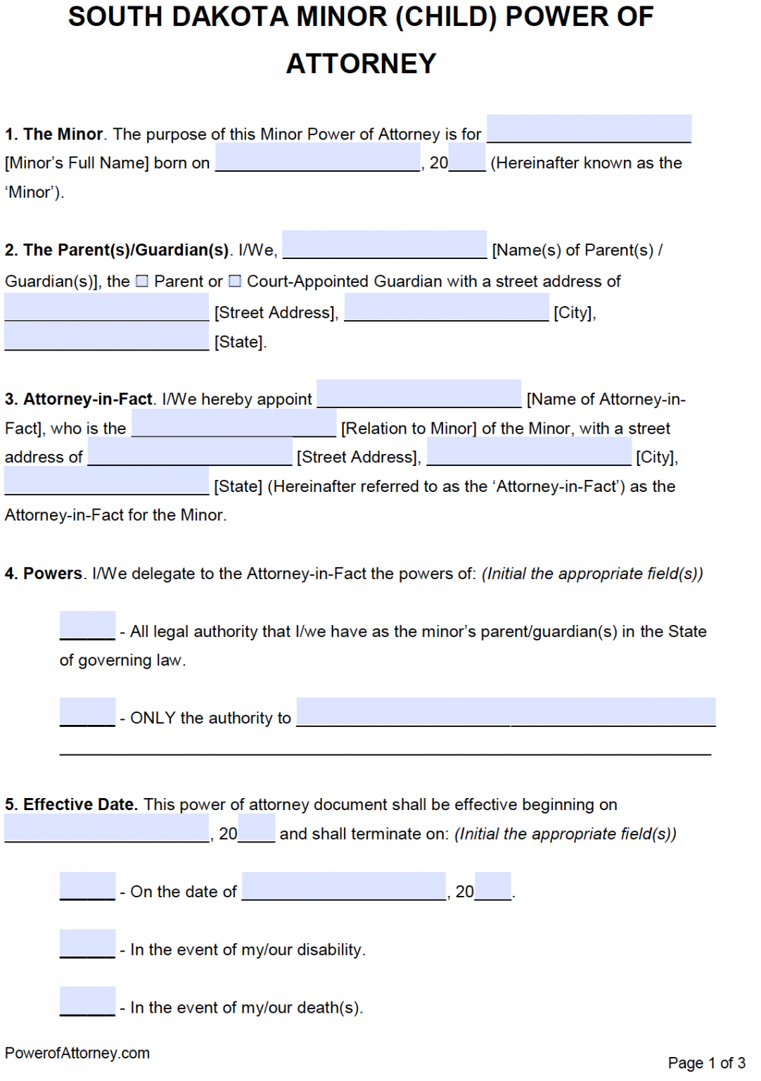 free-south-dakota-power-of-attorney-forms-pdf-templates
