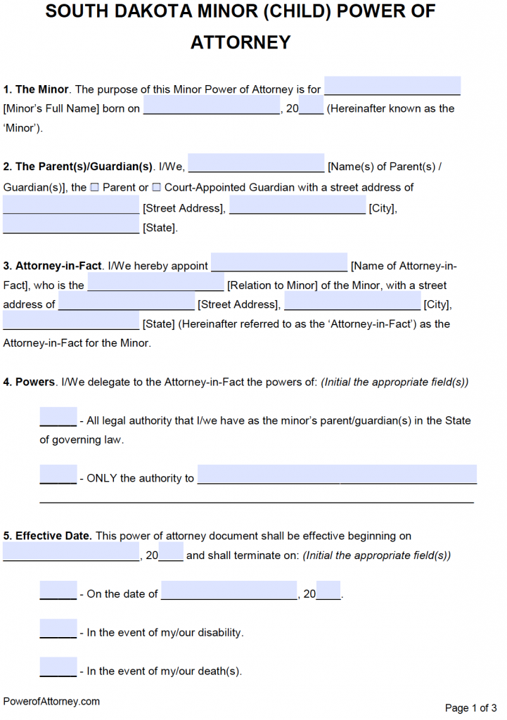 Free South Dakota Power Of Attorney Forms PDF Templates