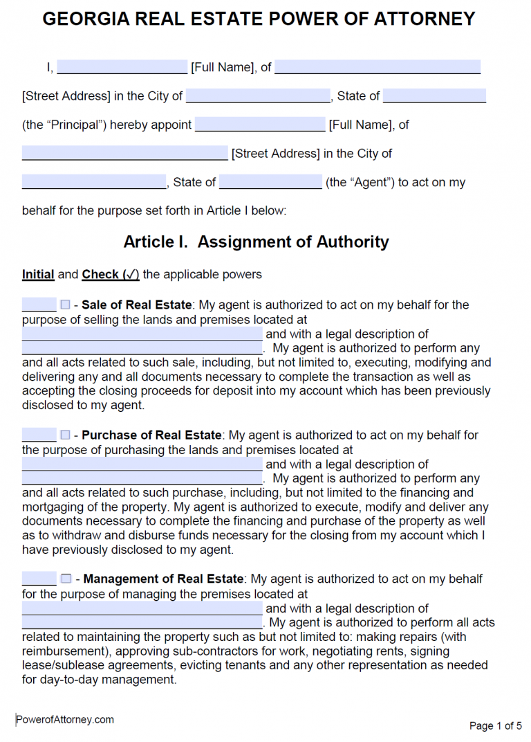 Free Power Of Attorney Forms PDF Templates