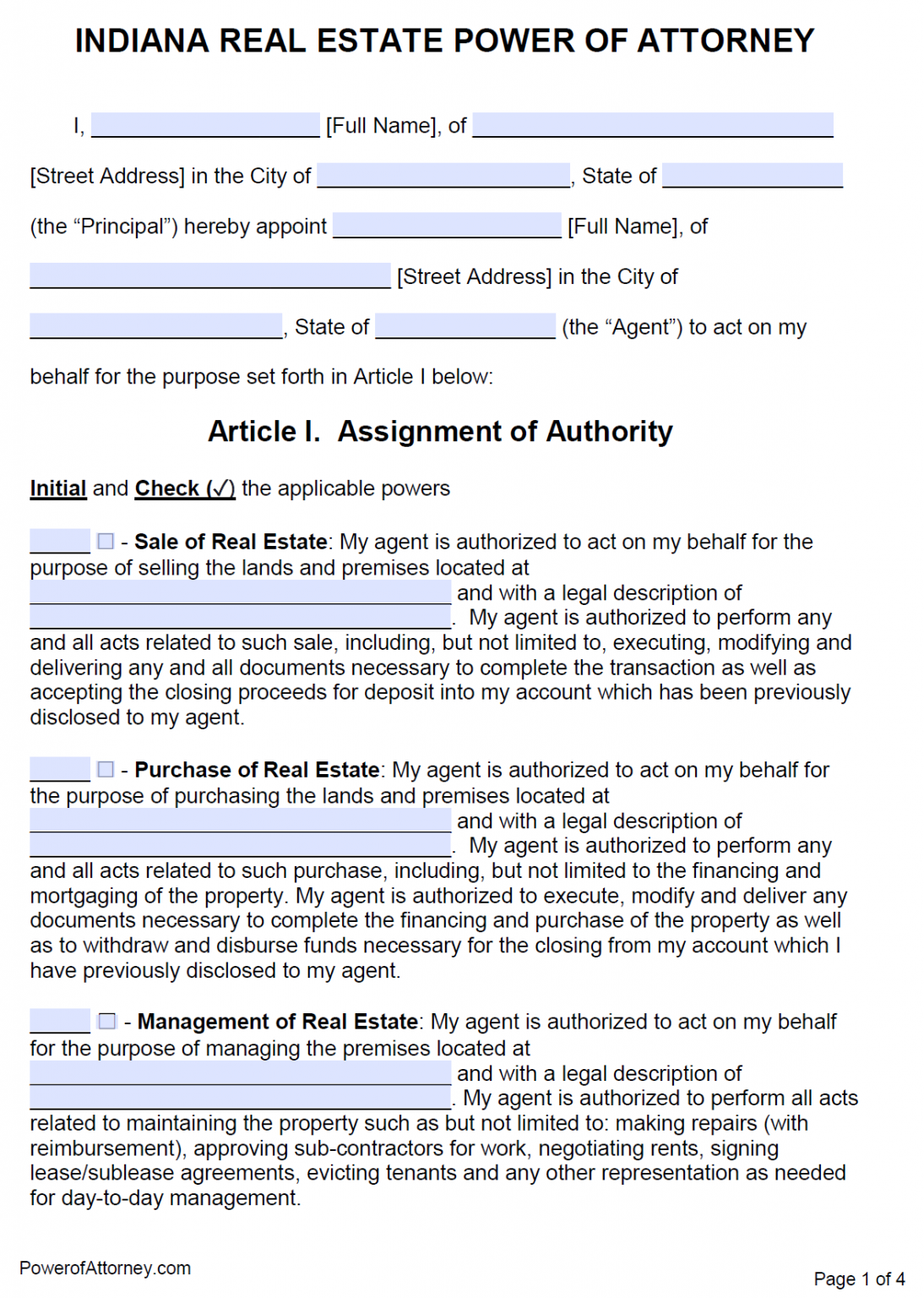 free-indiana-power-of-attorney-forms-pdf-templates