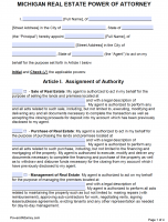 Free Real Estate Power of Attorney Form | Michigan