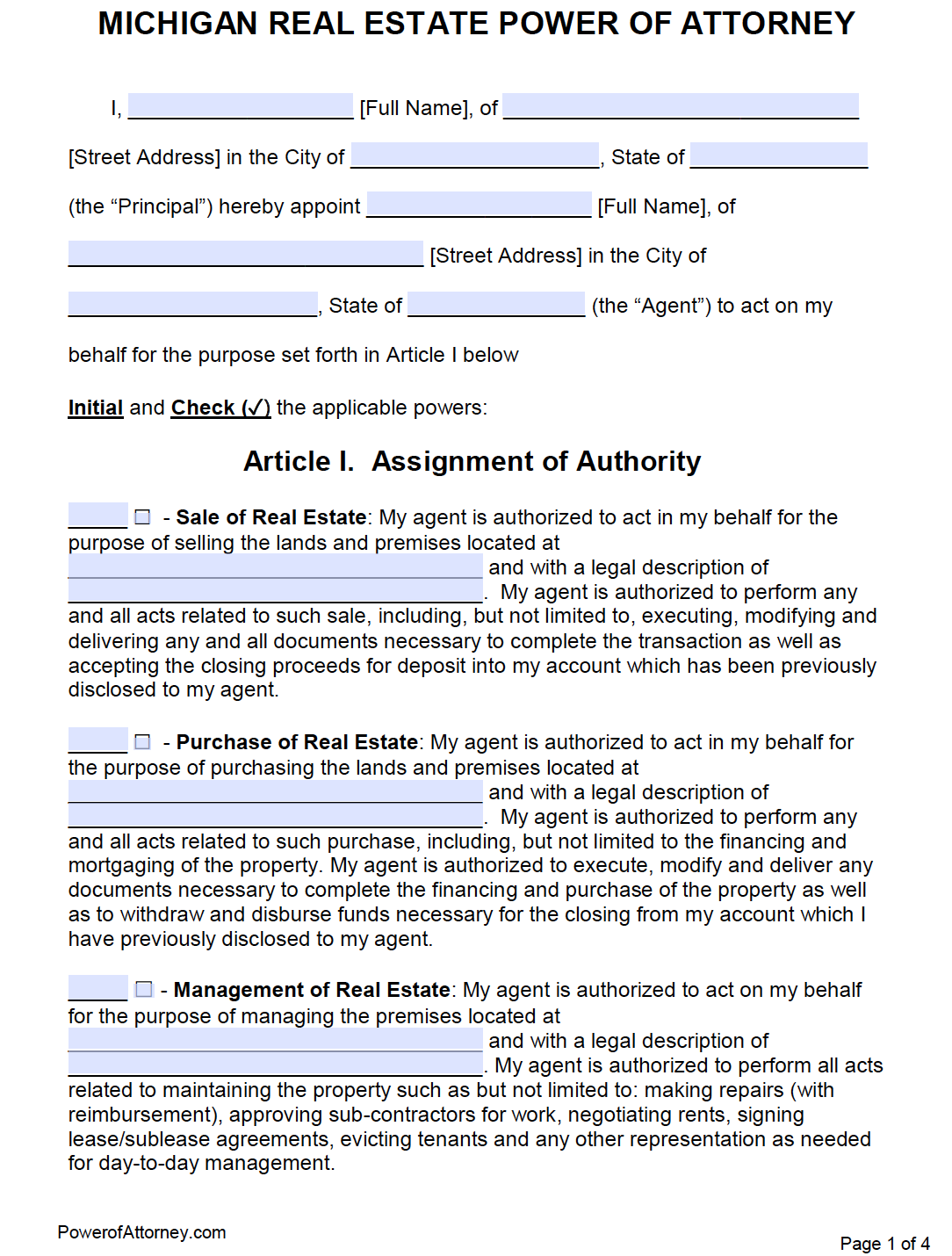 free-real-estate-power-of-attorney-michigan-form-pdf-word