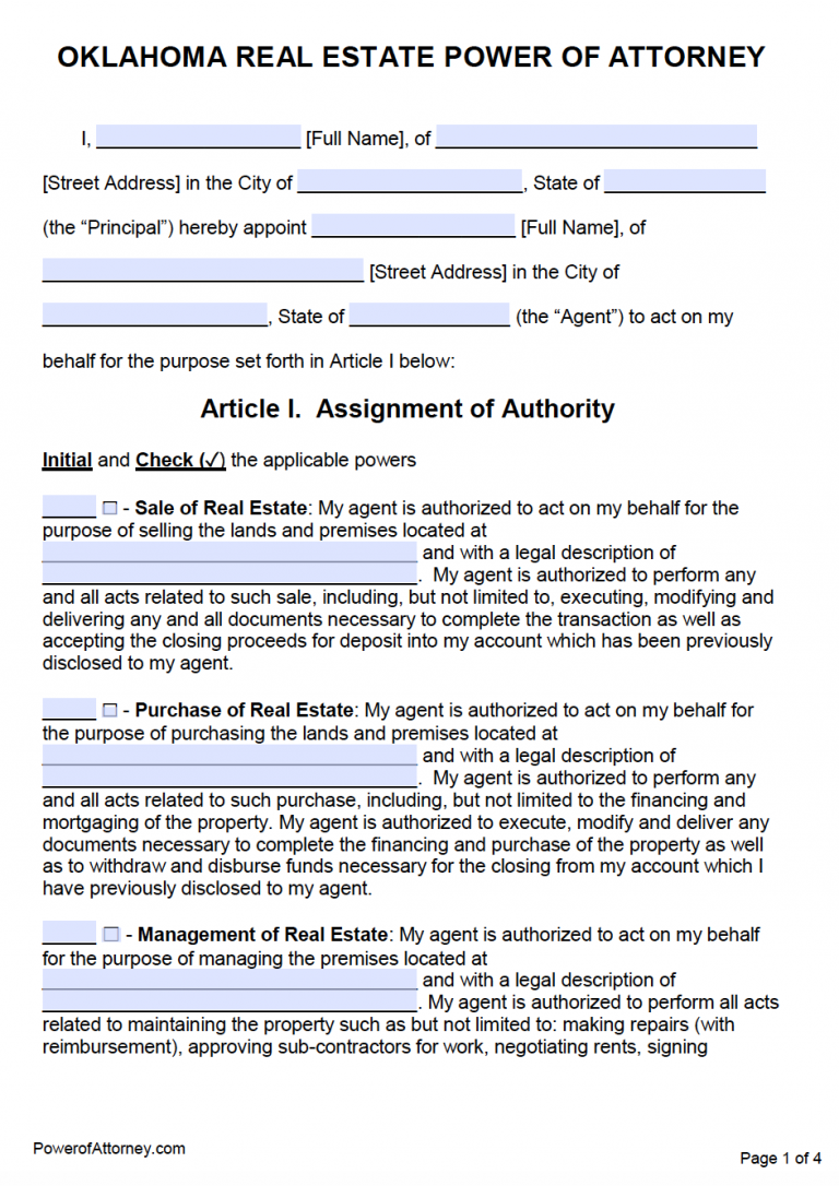 free-oklahoma-power-of-attorney-forms-pdf-templates