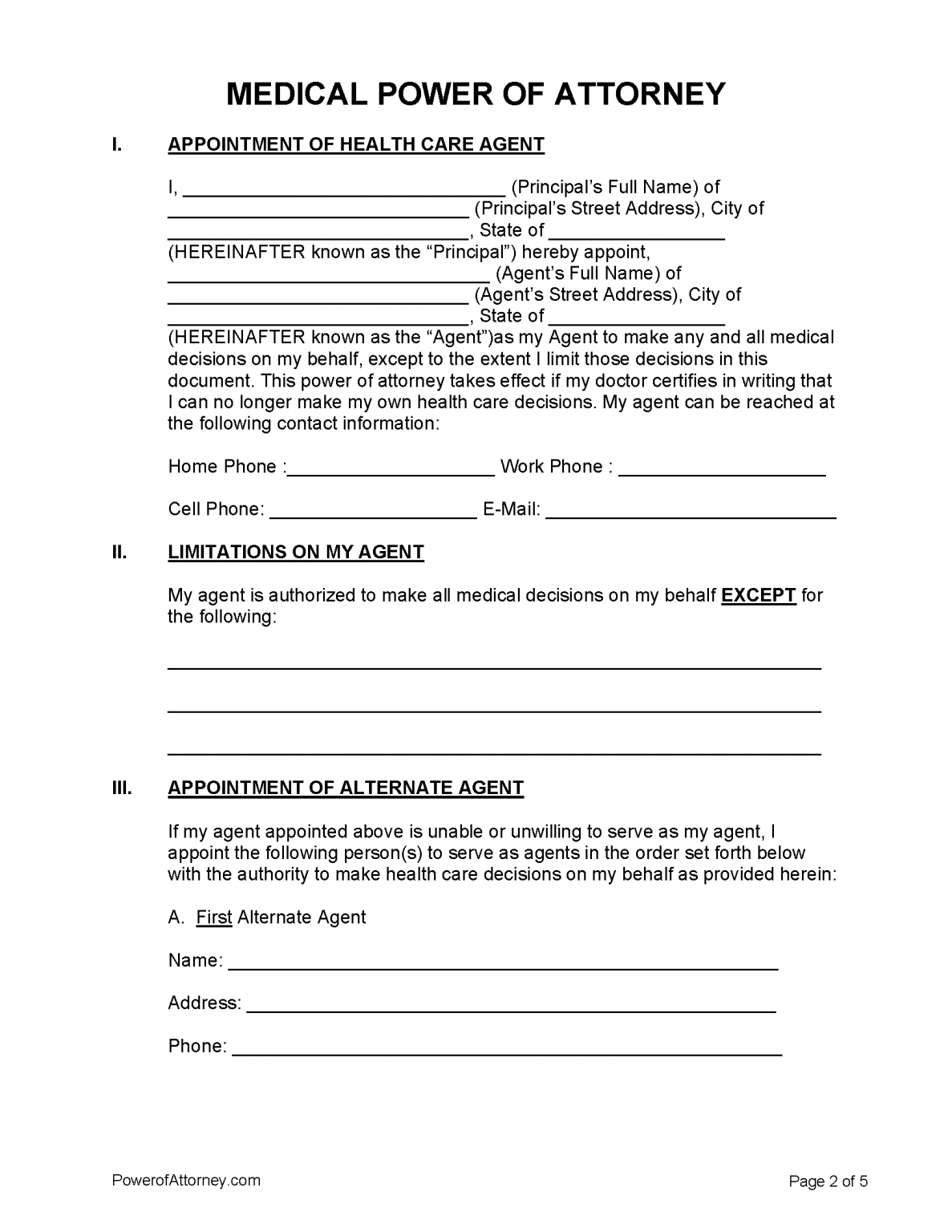 Free Medical (Health Care) Power of Attorney Forms