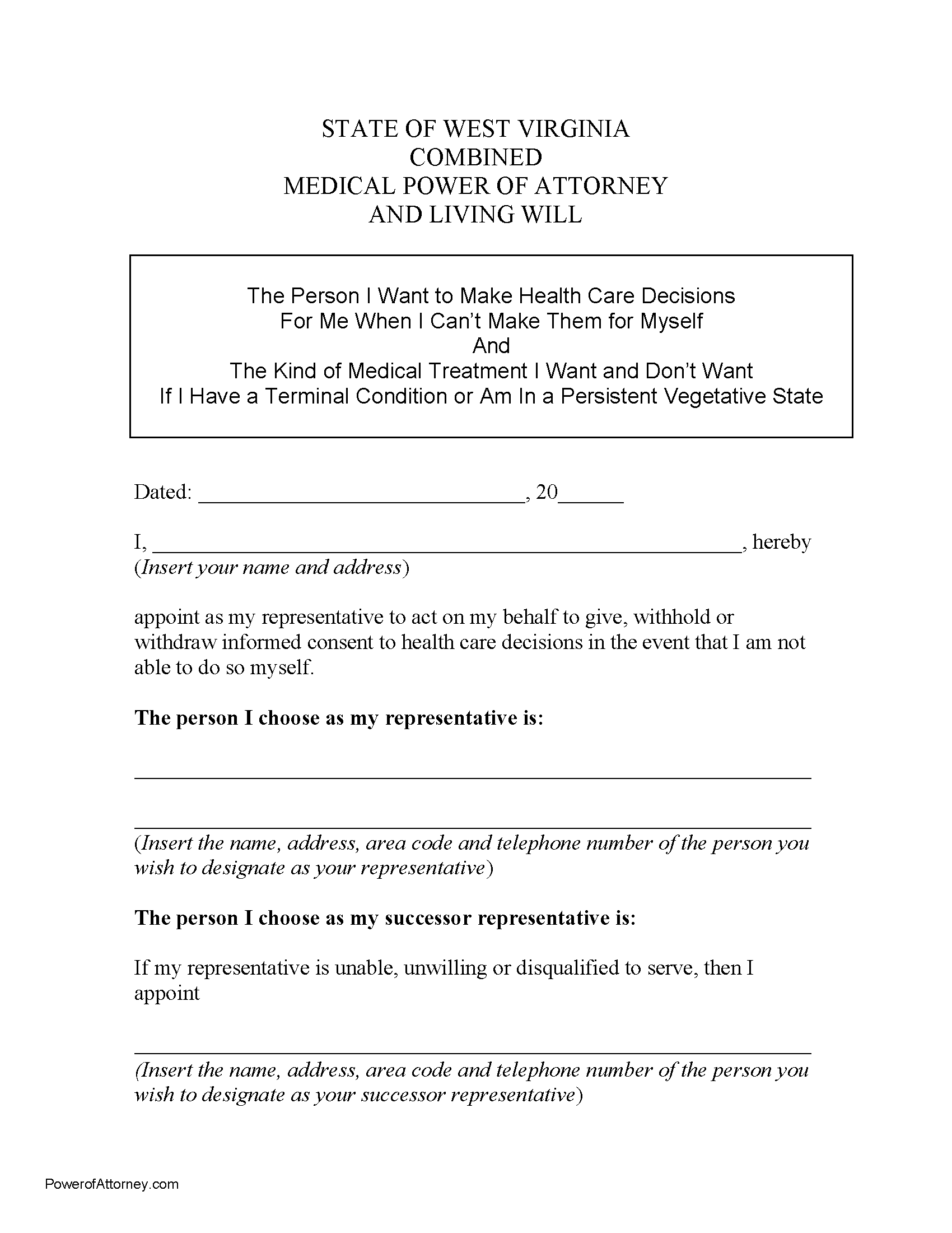Free West Virginia Power Of Attorney Forms | PDF Templates
